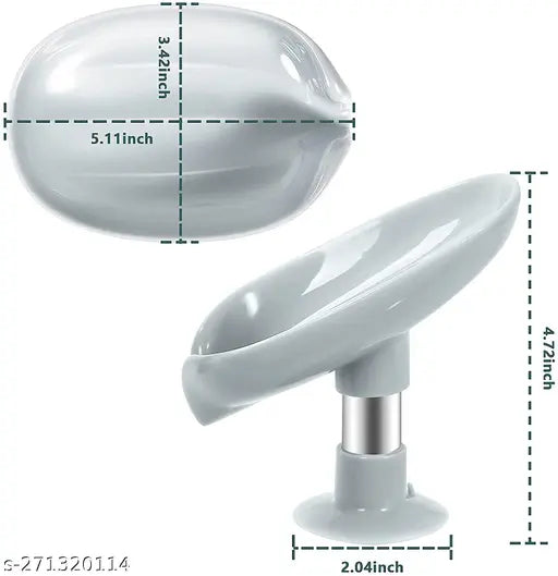 Dish Leaf-Shape Self Draining Soap Dish Holder, Not Punched Easy Clean Bar Soap Dish Holder With Suction Cup Soap