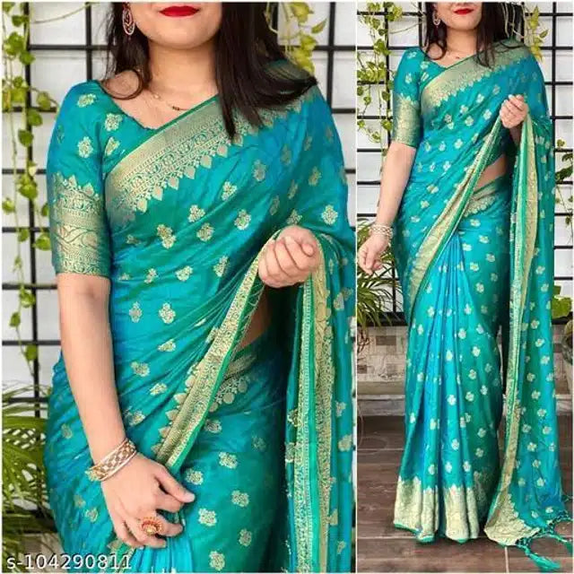 Jacquard Saree For Women (Brown, 6.3m)